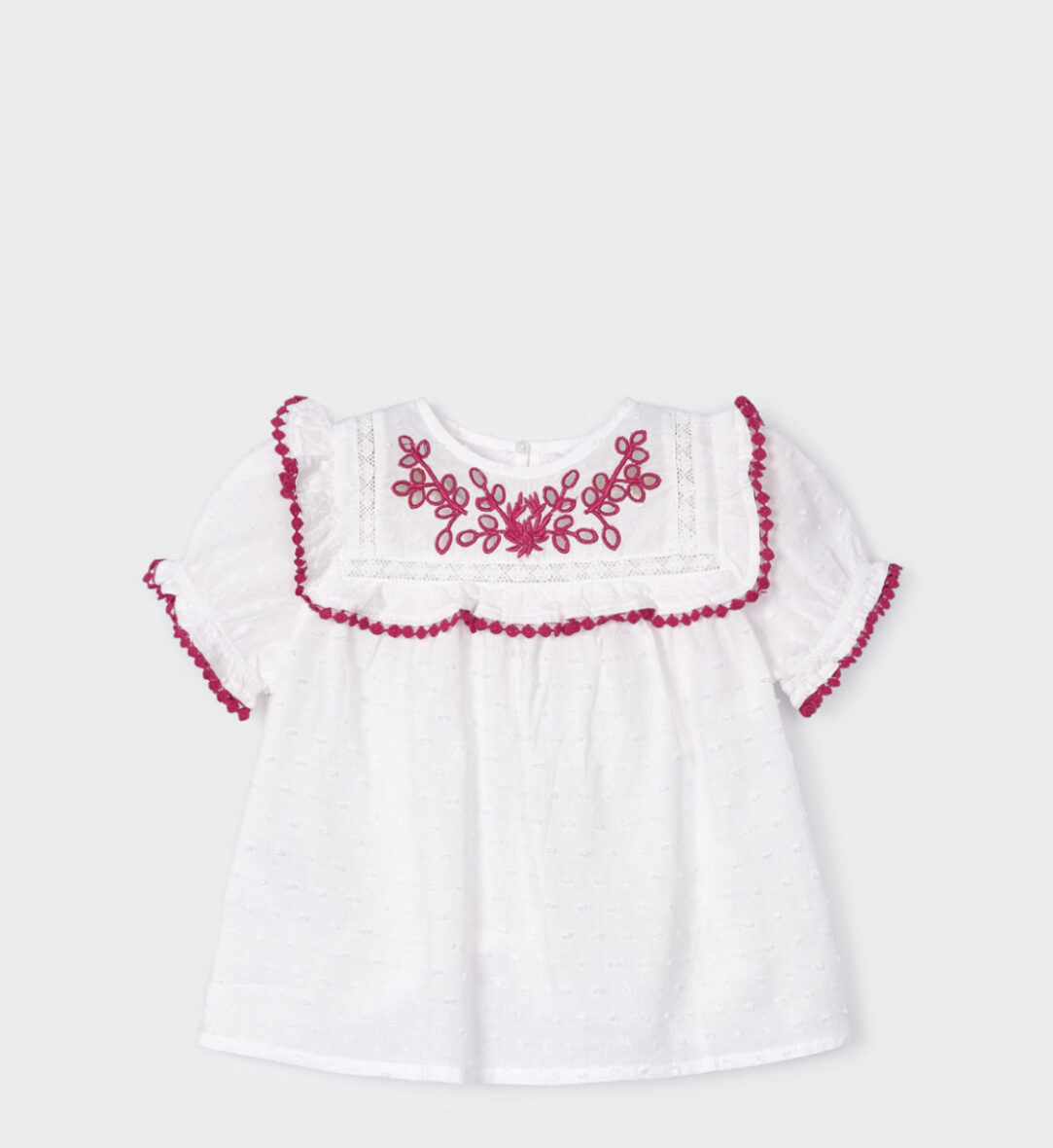 Bluza maneca scurta plumeti cu broderie din bumbac pentru fetita mayoral